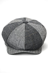 HT6325 - Gorra Newsboy de 8 paneles para hombre, de mezcla de tweed y espiga a cuadros