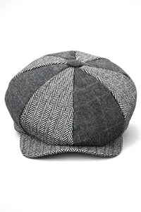 HT6325 - Gorra Newsboy de 8 paneles para hombre, de mezcla de tweed y espiga a cuadros