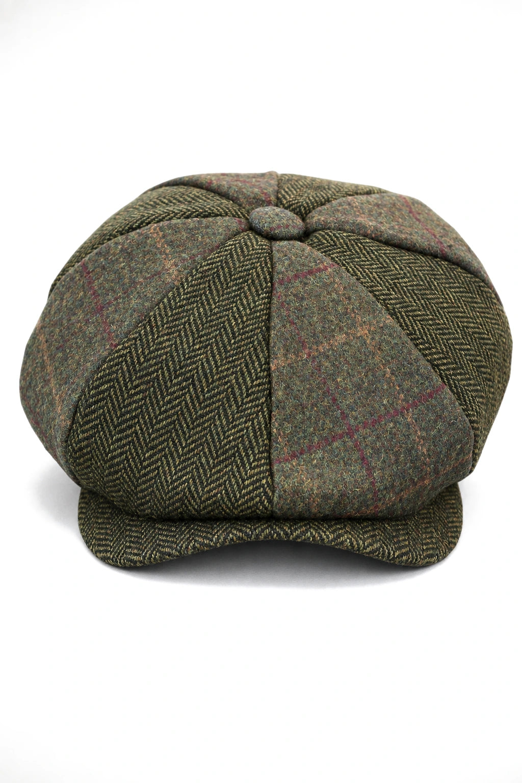 HT6325 - Gorra Newsboy de 8 paneles para hombre, de mezcla de tweed y espiga a cuadros