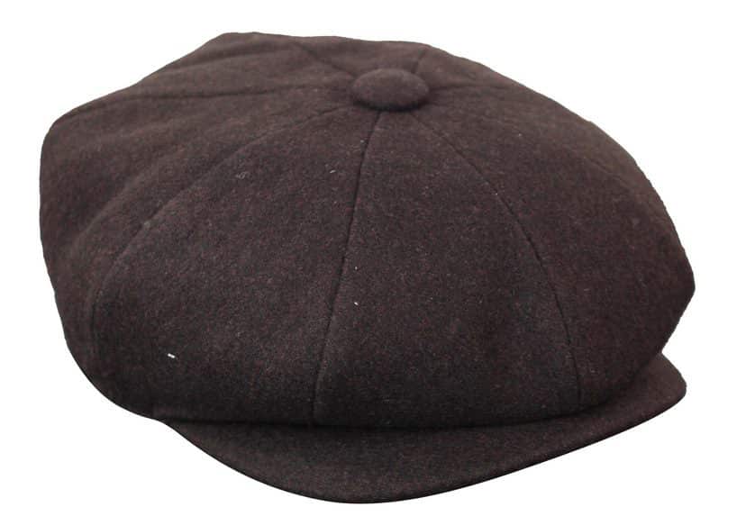 HT6363 - Gorra estilo Newsboy Peaky Blinders de tweed vintage para hombre - Marrón/Vino