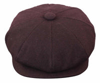 HT6363 - Gorra estilo Newsboy Peaky Blinders de tweed vintage para hombre - Marrón/Vino