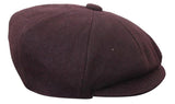 HT6363 - Gorra estilo Newsboy Peaky Blinders de tweed vintage para hombre - Marrón/Vino