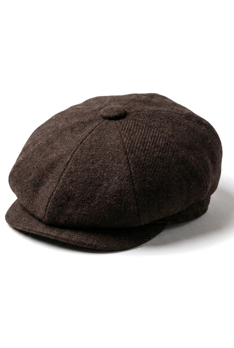 HT6363 - Gorra estilo Newsboy Peaky Blinders de tweed vintage para hombre - Marrón/Vino