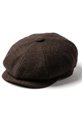 HT6363 - Gorra estilo Newsboy Peaky Blinders de tweed vintage para hombre - Marrón/Vino