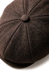 HT6363 - Gorra estilo Newsboy Peaky Blinders de tweed vintage para hombre - Marrón/Vino