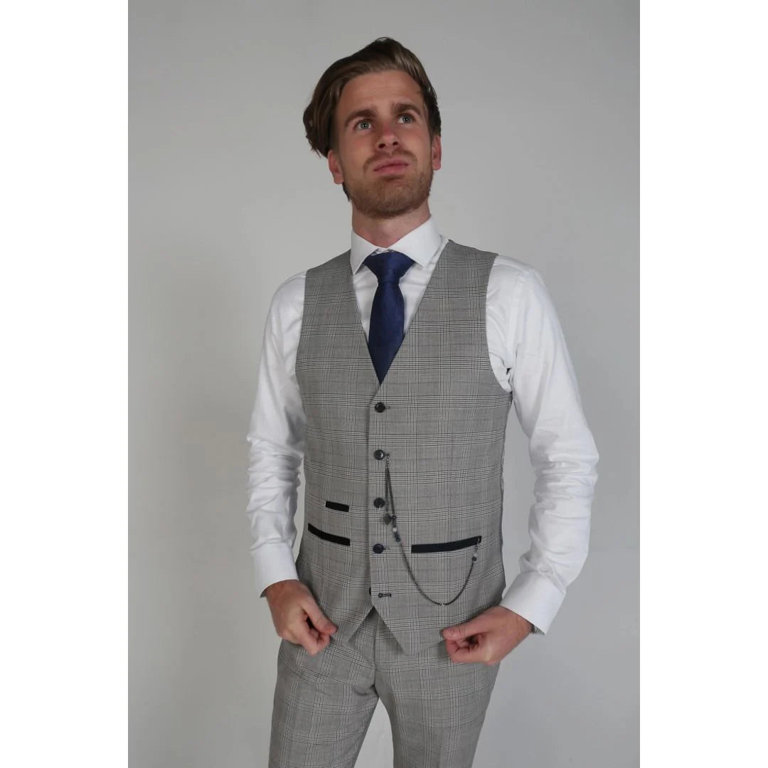 Hugo - Chaleco gris a cuadros para hombre