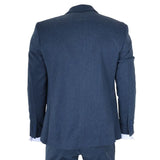 IM40 - Traje de tres piezas de tweed con estampado de espiga azul marino para hombre