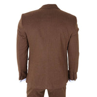 IM42 - Traje de tres piezas de tweed de espiga marrón para hombre