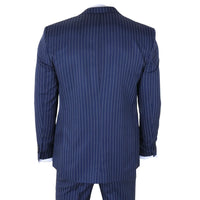 IM43 - Traje de hombre de tres piezas azul marino estilo Shelby con raya diplomática.