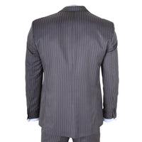 IM44 - Traje gris de tres piezas para hombre con raya diplomática, estilo Shelby