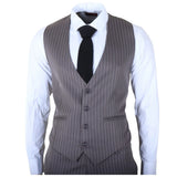 IM44 - Traje gris de tres piezas para hombre con raya diplomática, estilo Shelby