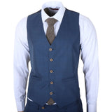 IM50 - Traje de tres piezas a cuadros azules para hombre, corte entallado