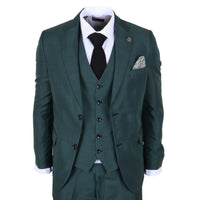 IM52 - Traje de hombre de 3 piezas a cuadros verdes de corte entallado