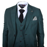 IM52 - Traje de hombre de 3 piezas a cuadros verdes de corte entallado