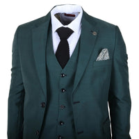 IM52 - Traje de hombre de 3 piezas a cuadros verdes de corte entallado