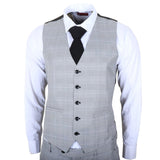 IM53 - Traje de hombre de tres piezas a cuadros grises de corte entallado