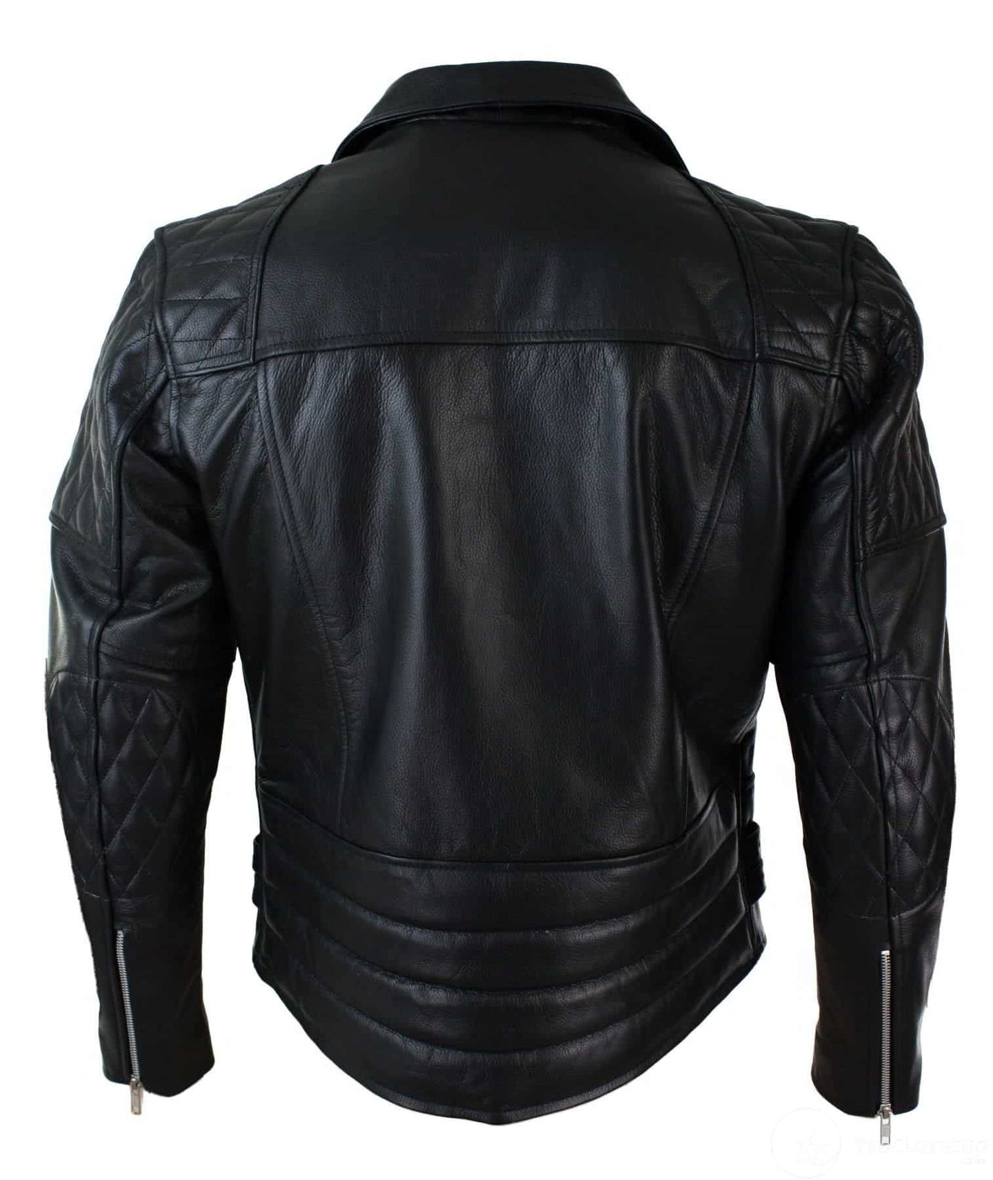 Chaqueta de motociclista para hombre de piel auténtica con cremallera cruzada y acolchado de piel de vaca, color blanco y negro, estilo vintage Brando.