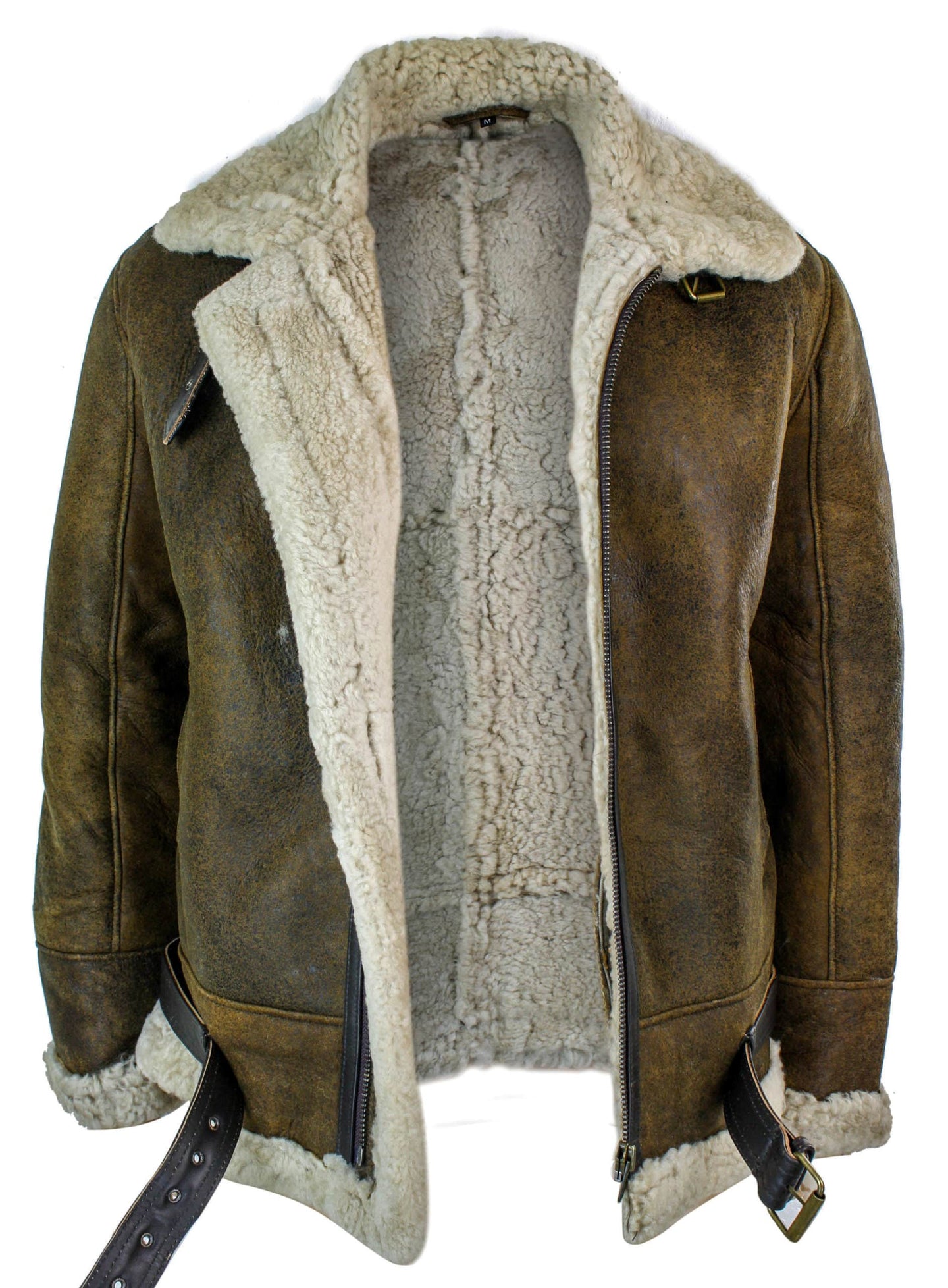 Chaqueta Infinity EK02 para hombre, estilo vintage, de piel de oveja Sherling color crema, de piloto de la RAF.