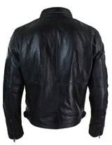 Chaqueta de cuero auténtico con cremallera, estilo motero, elegante e informal para hombre, color negro, marrón y verde oliva.