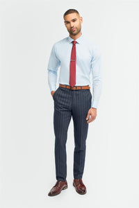 Invincible - Pantalones de hombre azul marino a rayas finas