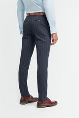 Invincible - Pantalones de hombre azul marino a rayas finas
