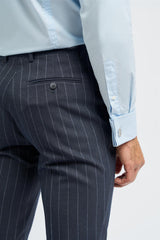 Invincible - Pantalones de hombre azul marino a rayas finas