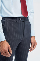 Invincible - Pantalones de hombre azul marino a rayas finas