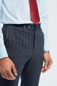Invincible - Pantalones de hombre azul marino a rayas finas