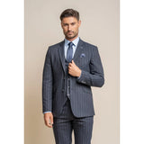 Invincible - Blazer de raya diplomática azul marino para hombre