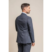 Invincible - Blazer de raya diplomática azul marino para hombre