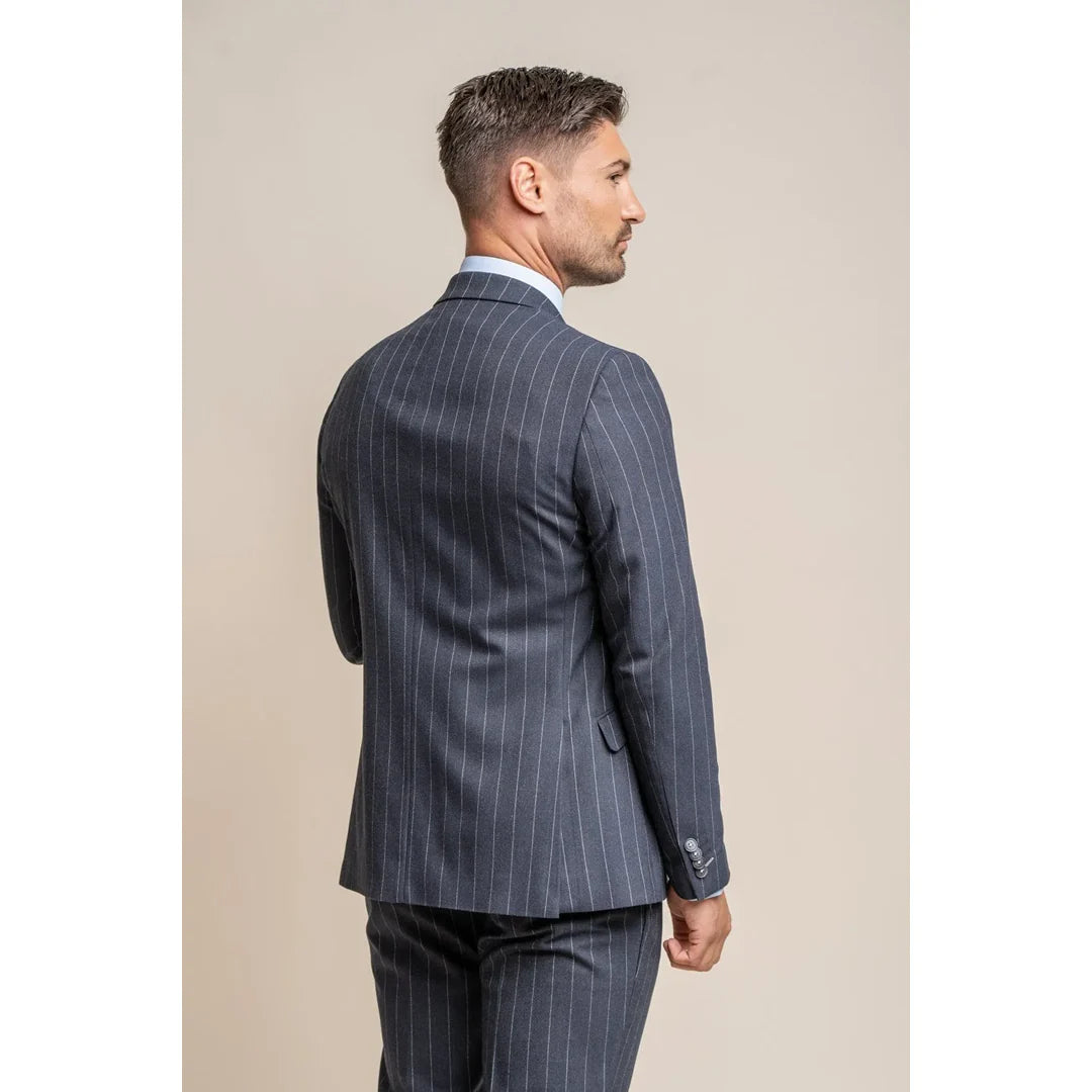 Invincible - Blazer de raya diplomática azul marino para hombre