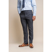 Invincible - Pantalones de hombre azul marino a rayas finas