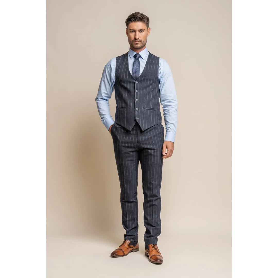 Invincible - Chaleco de raya diplomática azul marino para hombre