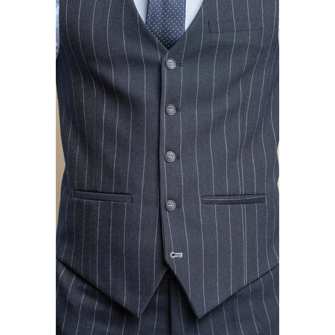 Invincible - Chaleco de raya diplomática azul marino para hombre