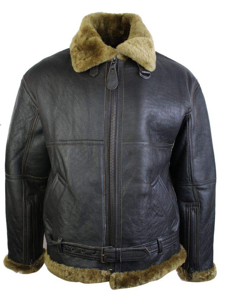 Chaqueta de piloto de piel de oveja original de la RAF para hombre, color marrón clásico, color jengibre.