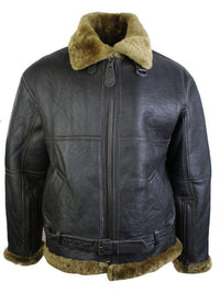 Chaqueta de piloto de piel de oveja original de la RAF para hombre, color marrón clásico, color jengibre.
