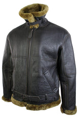 Chaqueta de piloto de piel de oveja original de la RAF para hombre, color marrón clásico, color jengibre.