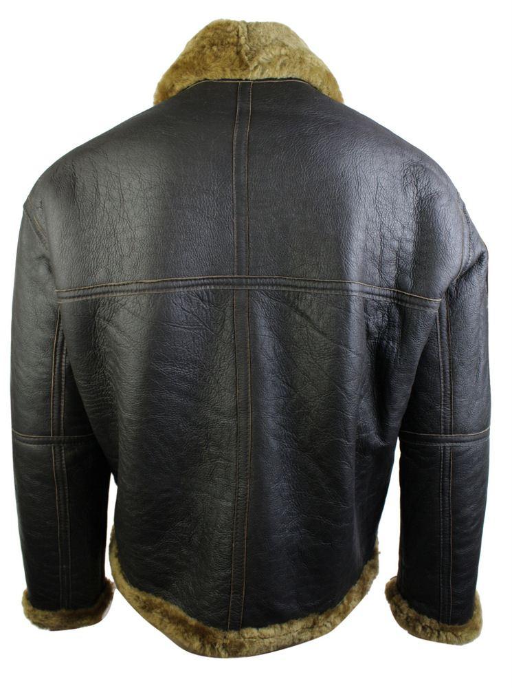 Chaqueta de piloto de piel de oveja original de la RAF para hombre, color marrón clásico, color jengibre.