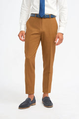 James - Traje de tres piezas de lana color marrón camel para hombre, corte sastre