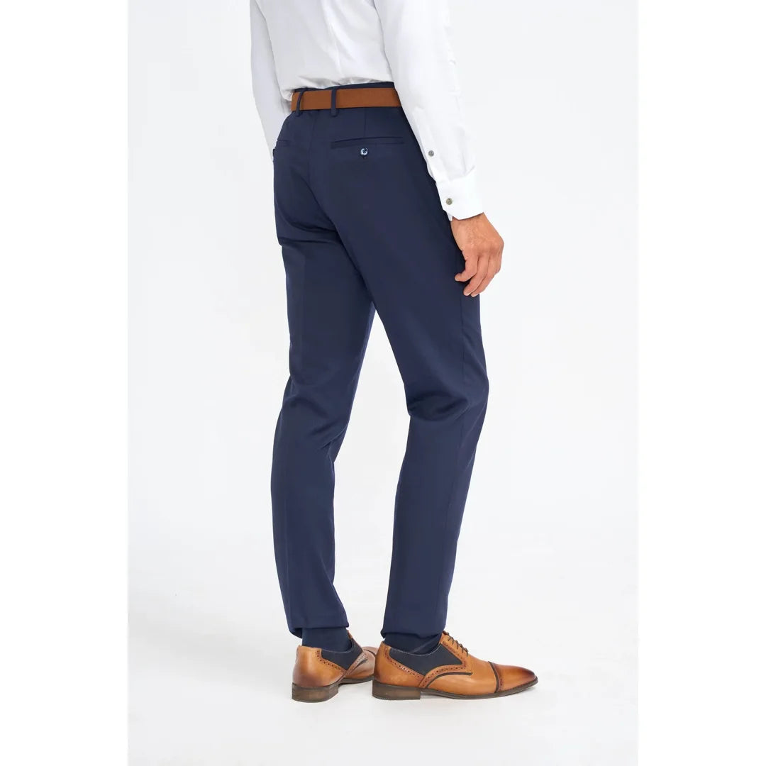 James - Pantalones formales de lana azul marino para hombre
