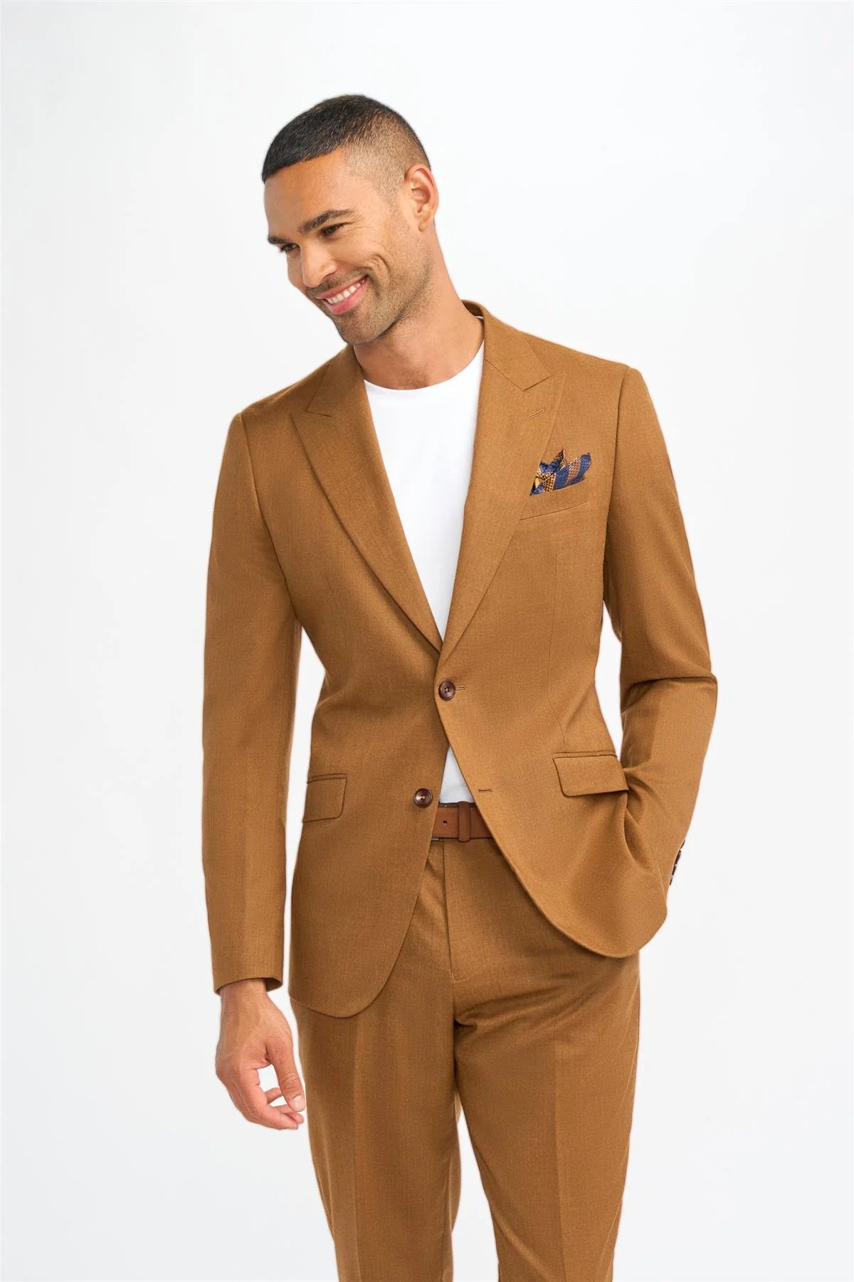 James - Blazer de lana marrón camel para hombre