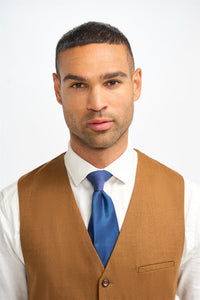 James - Chaleco de lana marrón camel para hombre