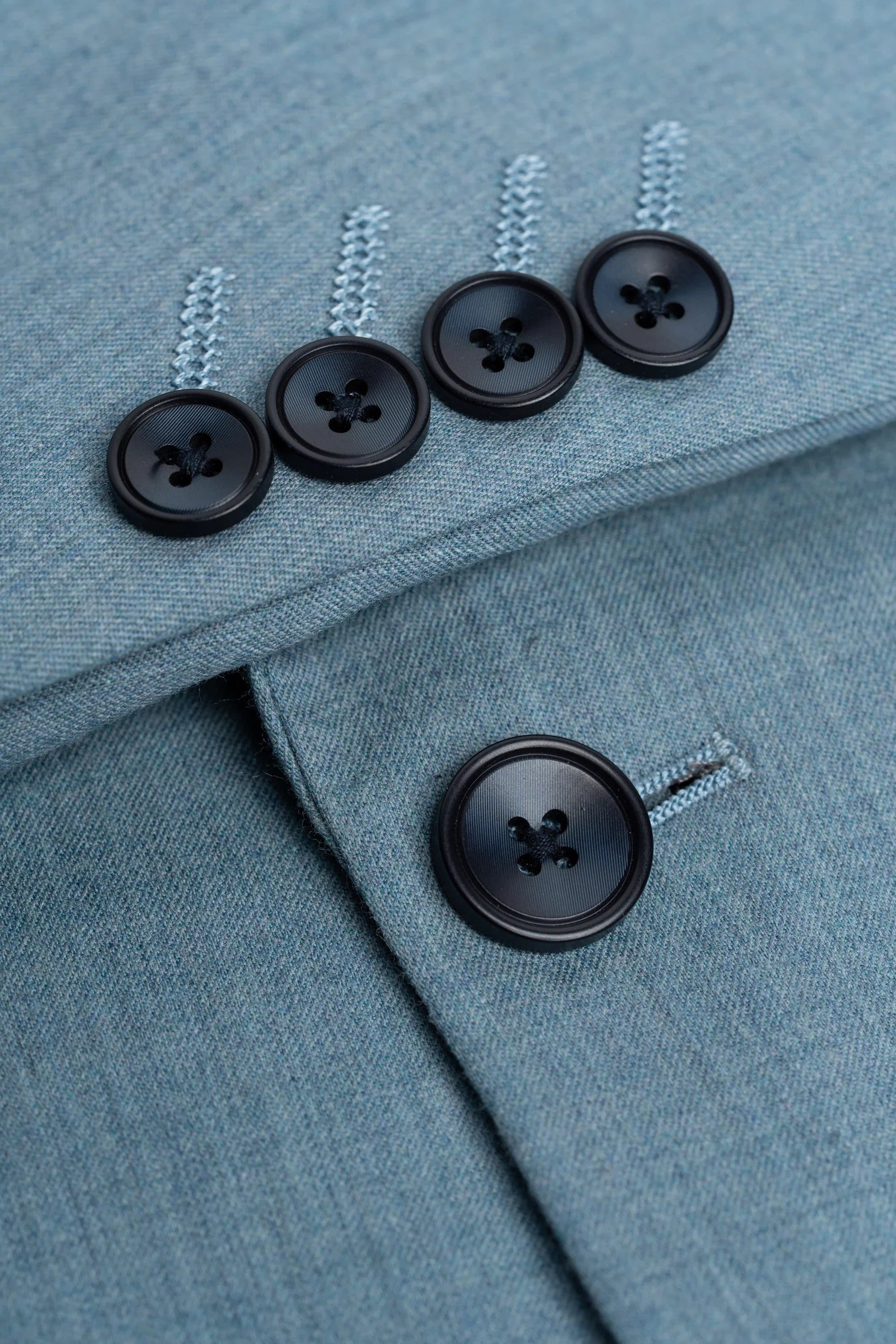 James - Traje de tres piezas texturizado azul claro para hombre