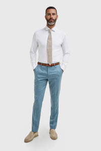 James - Traje de tres piezas texturizado azul claro para hombre