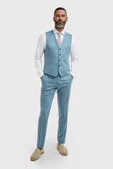James - Chaleco texturizado azul claro para hombre