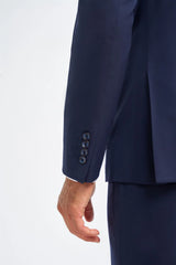 James - Blazer de lana azul marino de corte entallado para hombre