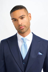 James - Blazer de lana azul marino de corte entallado para hombre