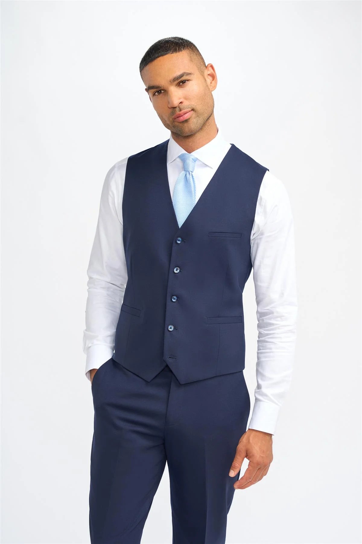James - Chaleco de lana azul marino para hombre