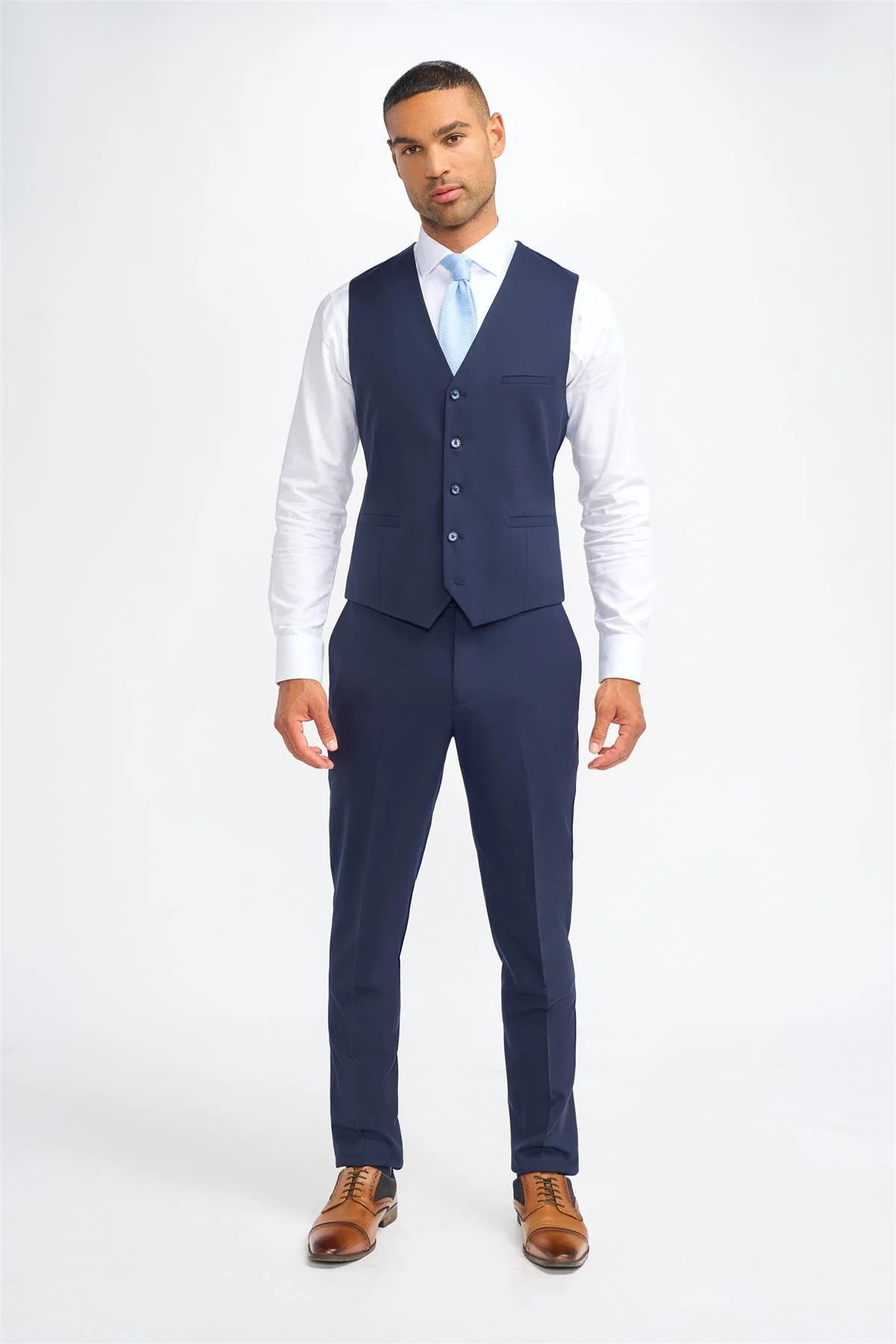 James - Chaleco de lana azul marino para hombre