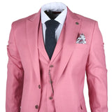 Traje de tres piezas rosa de corte sastre para hombre de James